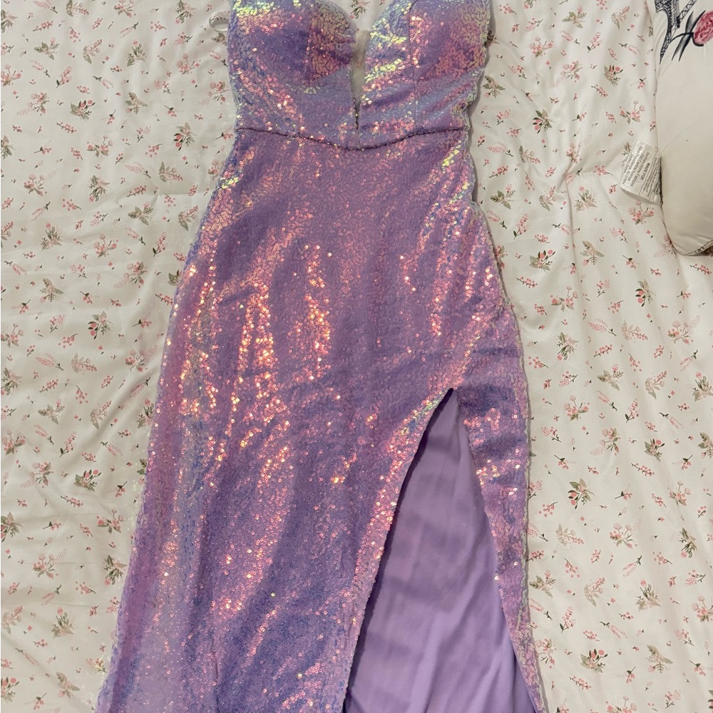 Elegant Purple Sequin Dress